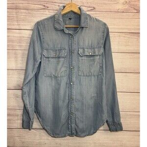 Kut from the Kloth Womens Denim Jean Button Up Shirt MEDIUM Blue